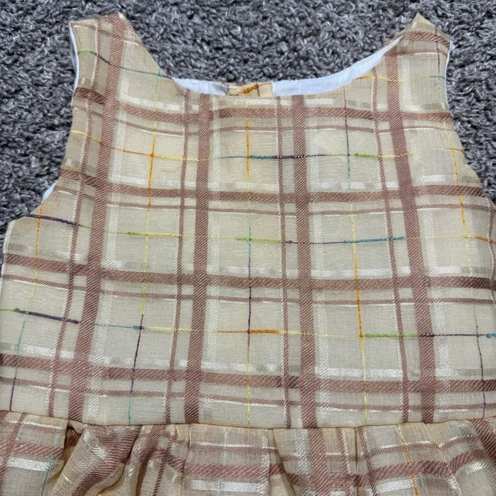 Oshkosh B’Gosh vtg 4T girls dress brown cream plaid 90s